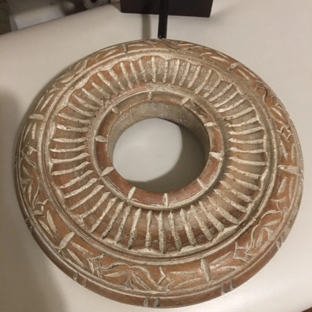 Round Carved Wood Sculpture - Picture 5 of 9